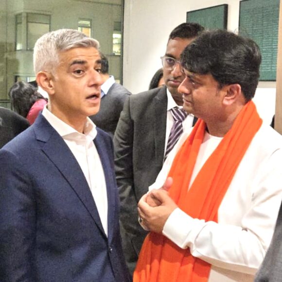 The official launch of VISMAY by Sadiq Khan, attended by Guruji.