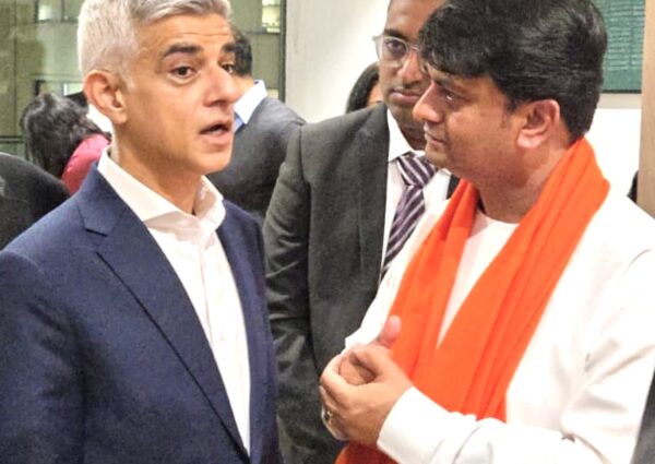 The official launch of VISMAY by Sadiq Khan, attended by Guruji.
