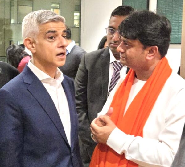 The official launch of VISMAY by Sadiq Khan, attended by Guruji.