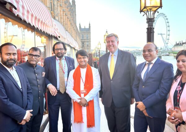 Faith Leader H.H. Shri Rajrajeshwar Guruji participates in the Global Prestige Awards held at the House of Lords in London.