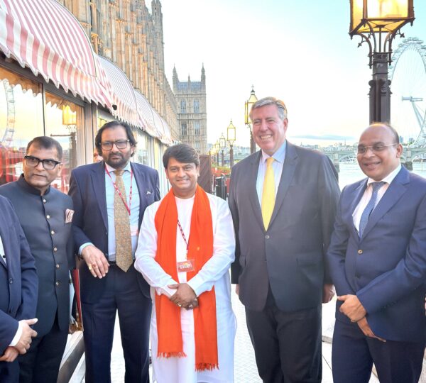 Faith Leader H.H. Shri Rajrajeshwar Guruji participates in the Global Prestige Awards held at the House of Lords in London.