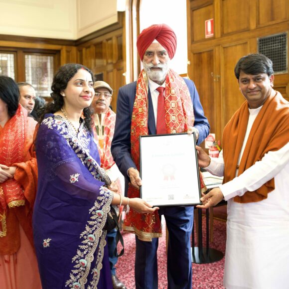 Guruji presented certificates to The Three Heroes at Victoria, Melbourne.